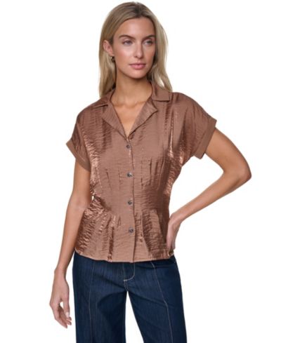 Nautica Women's Short-Sleeve Pleated Shirt