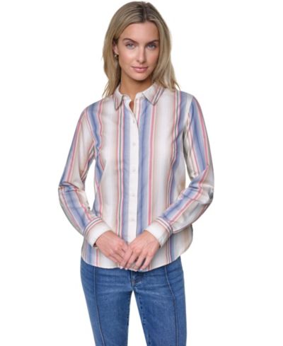 Nautica Women's Cotton-Blend Roll-Tab Button-Front Shirt