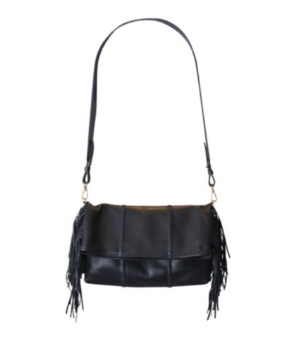 CARLOS FALCHI Large Fringe Leather Crossbody Messenger