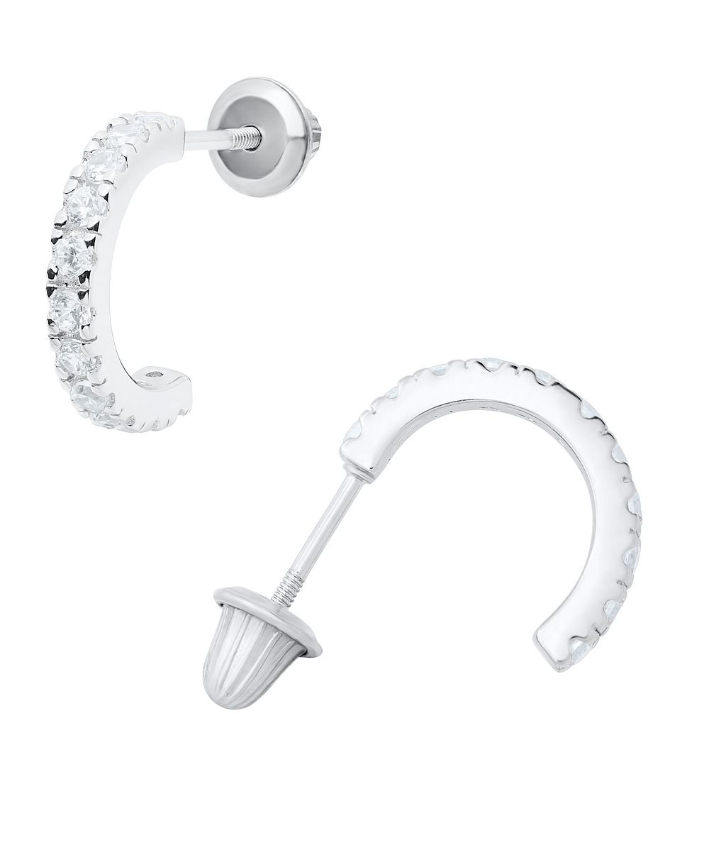 Серьги-кольца Macy's Kids' Cubic Zirconia in Sterling Silver