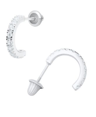 Серьги-кольца Macy's Kids' Cubic Zirconia in Sterling Silver