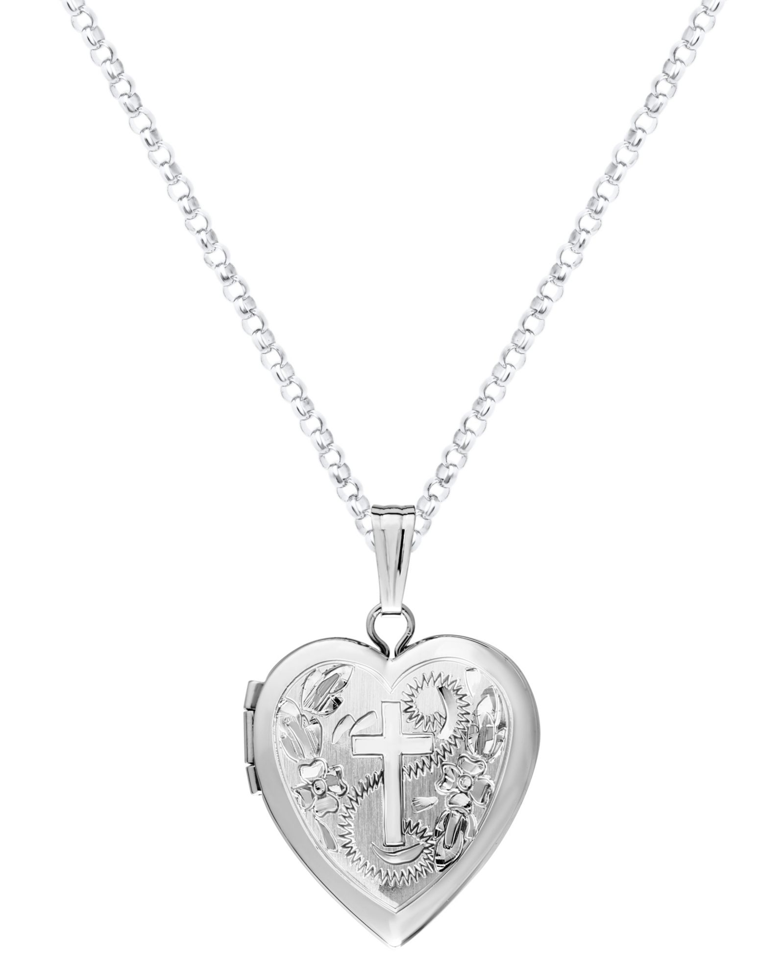 Подвеска Macy's Heart Locket Cross из стерлингового серебра
