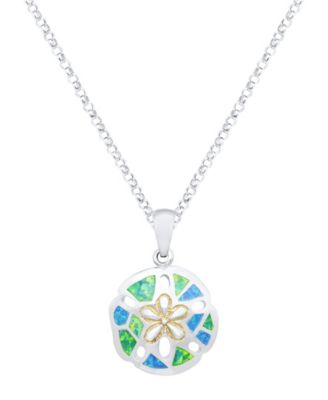 Macy's кулон-подвеска Kyocera Green & Blue Opal Sand Dollar в серебре