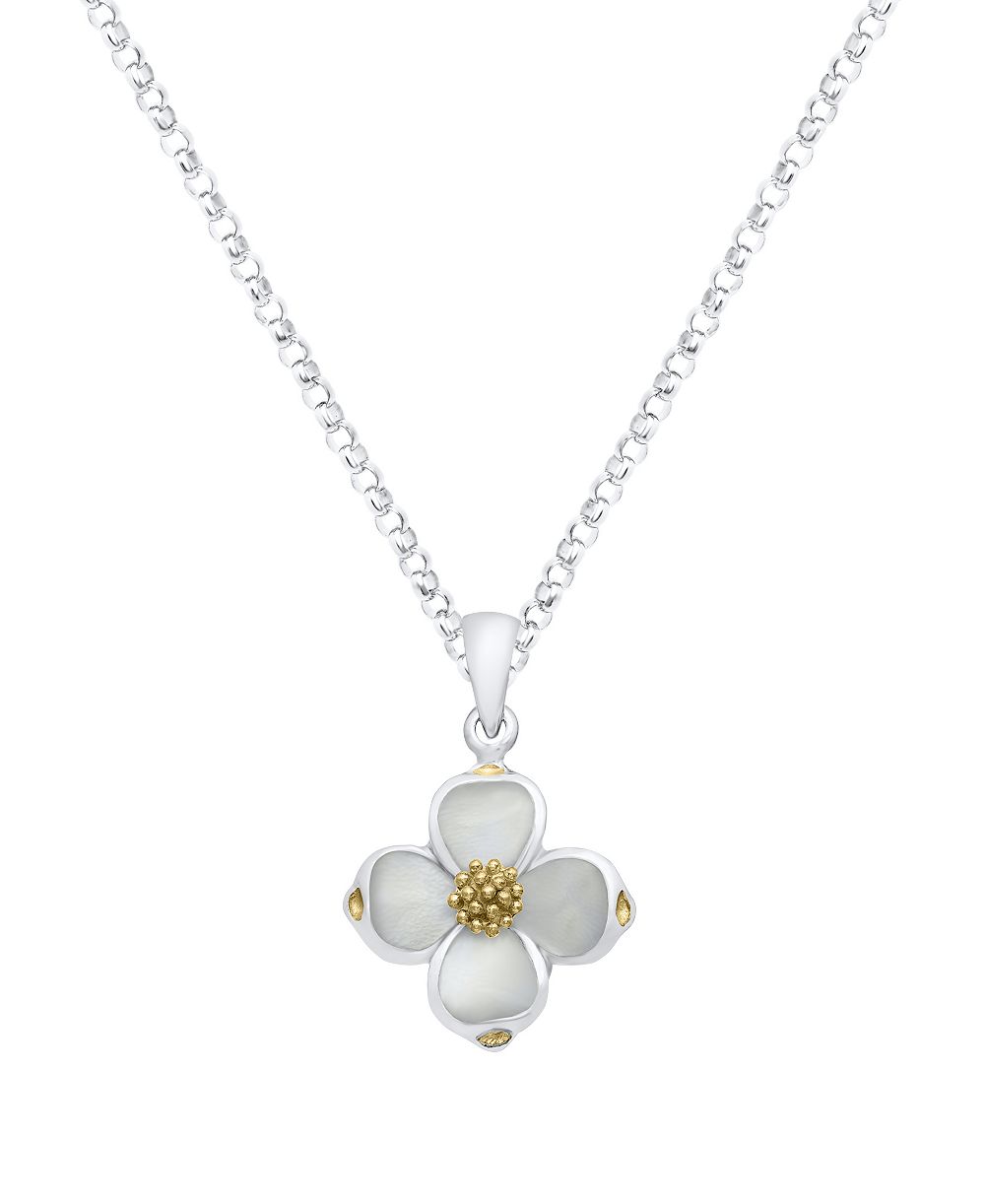 Подвеска Macy's White Imitation Pearl Dogwood в серебре