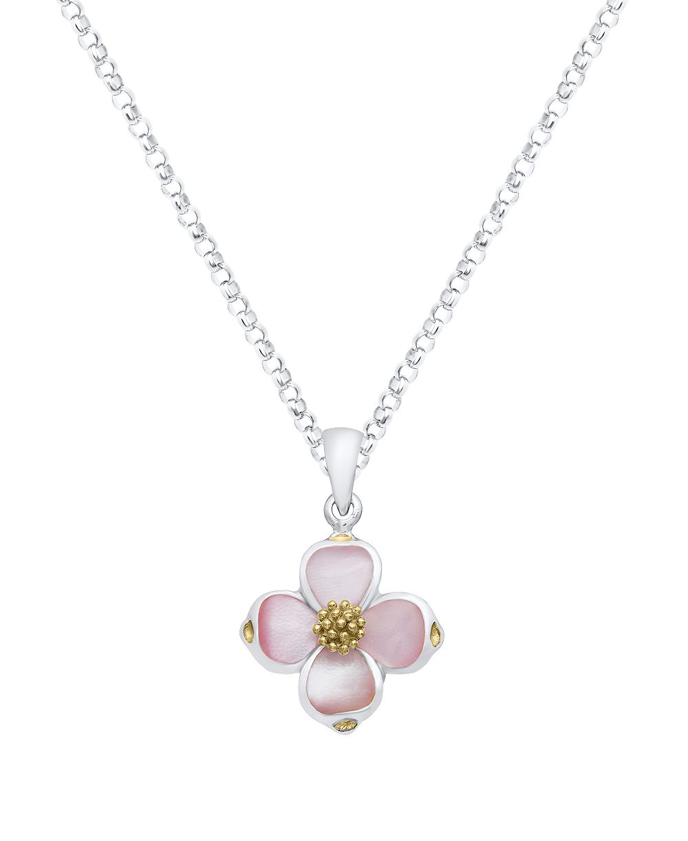 Подвеска Macy's Pink Imitation Pearl Dogwood из стерлингового серебра