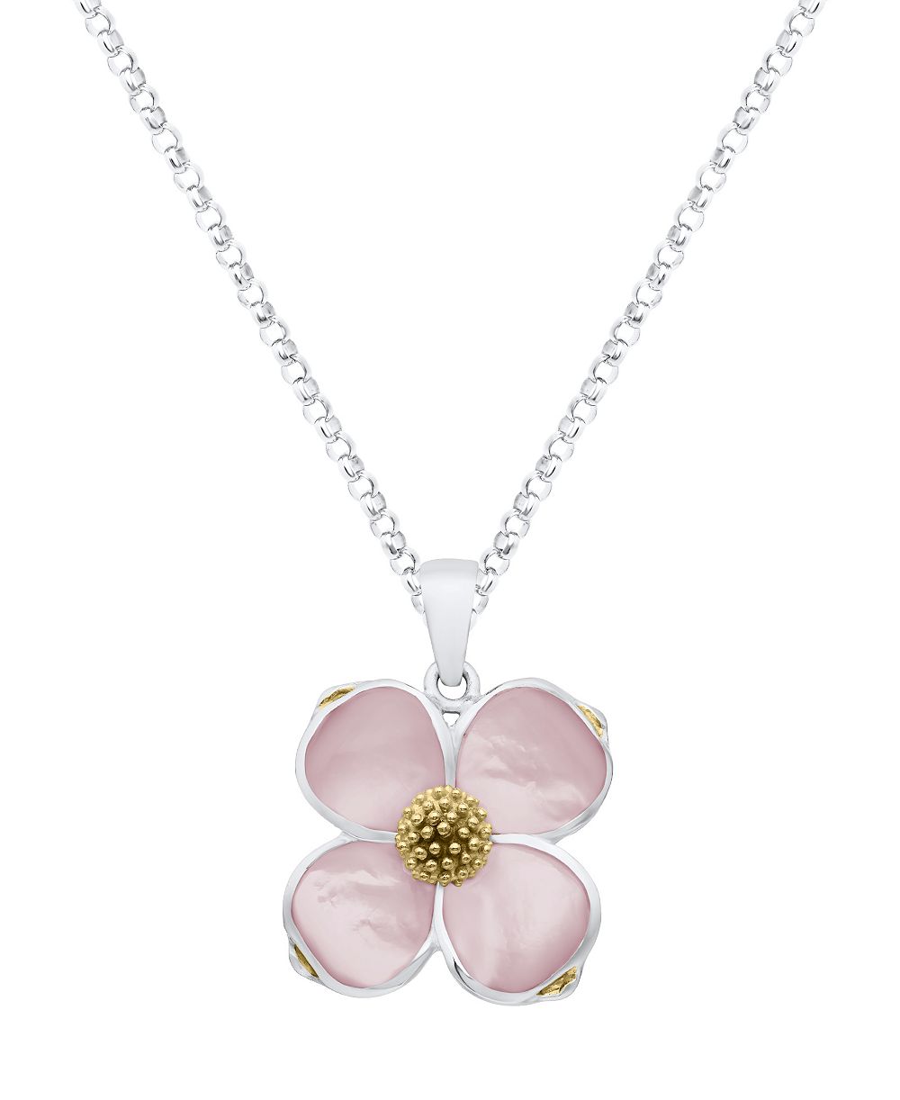 Подвеска Macy's Pink Imitation Pearl Dogwood из стерлингового серебра