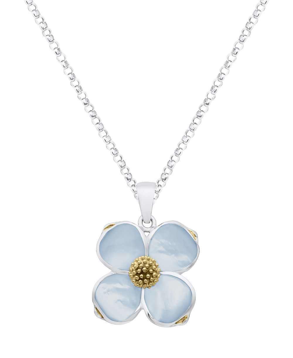 Подвеска Macy's Blue Imitation Pearl Dogwood из стерлингового серебра