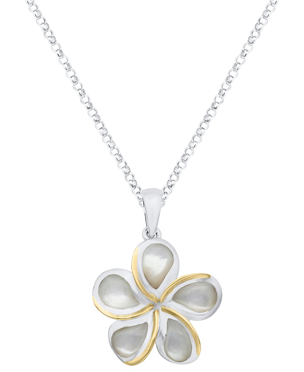 Подвеска Plumeria с имитацией жемчуга в стерлинговом серебре