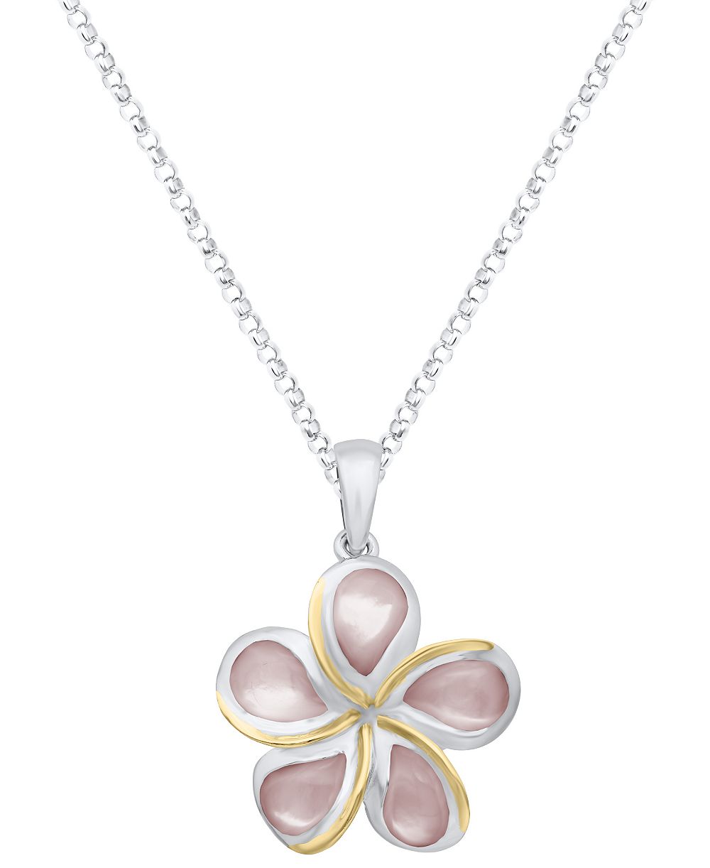 Ожерелье с подвеской Plumeria из серебра 925 пробы, розовое