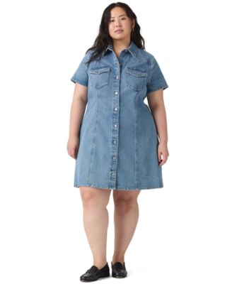 Levi's® Plus Size Trace Western Short-Sleeve Collared Dress