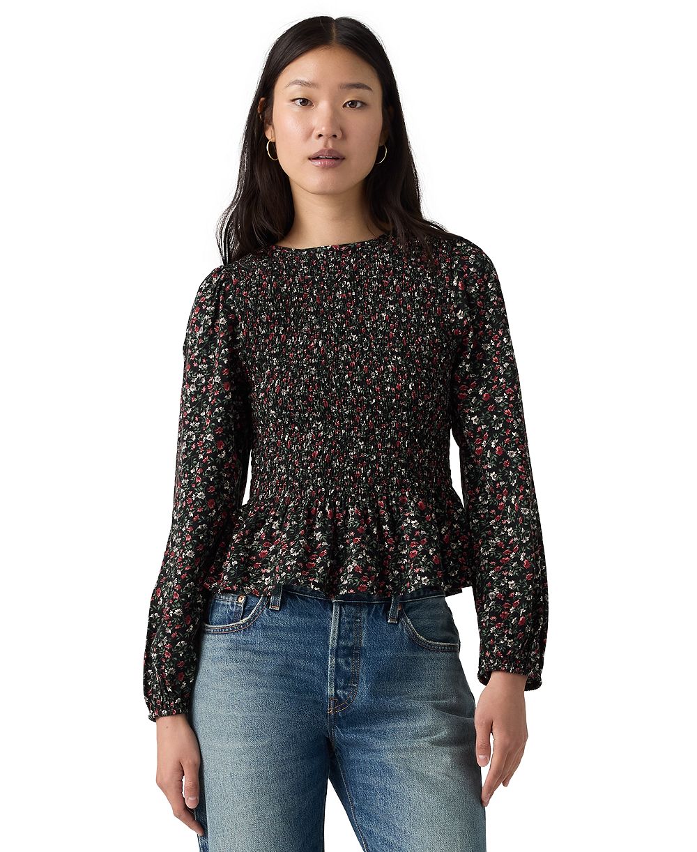 Levi's® женская блузка с цветочным принтом и пеплумом Ashton Long-Sleeve большого размера