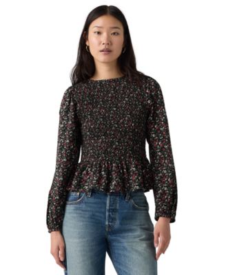 Levi's® женская блузка с цветочным принтом и пеплумом Ashton Long-Sleeve большого размера