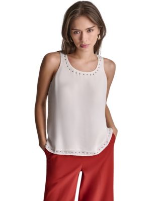 BCBG Women's Sleeveless Studded Top