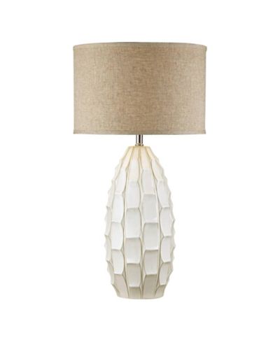 Possini Euro Design Cosgrove Modern Mid Century Table Lamp 32 3/4" Tall Glazed Ceramic with Table Top Dimmer Fabric Drum Shade for Bedroom