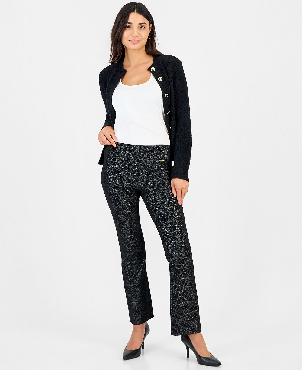 I.N.C. International Concepts Petite Jacquard Pull-On Bootcut Pants, Macy's Exclusive