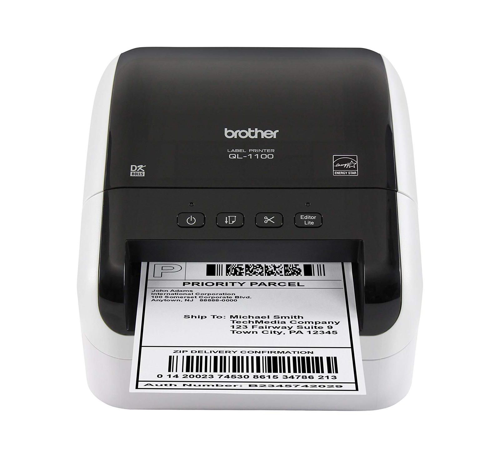 Brother QL1100 Wide Format Professional Label Printer, 4.09" Label Width, 69 Labels Per Min Print Speed, 300x300 dpi Resolution