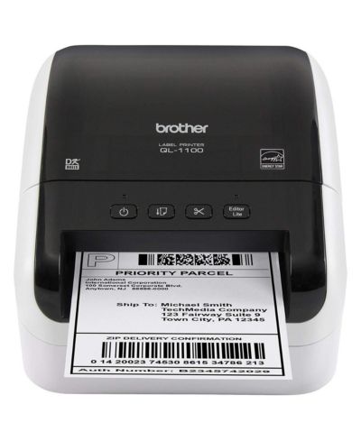 Brother QL1100 Wide Format Professional Label Printer, 4.09" Label Width, 69 Labels Per Min Print Speed, 300x300 dpi Resolution