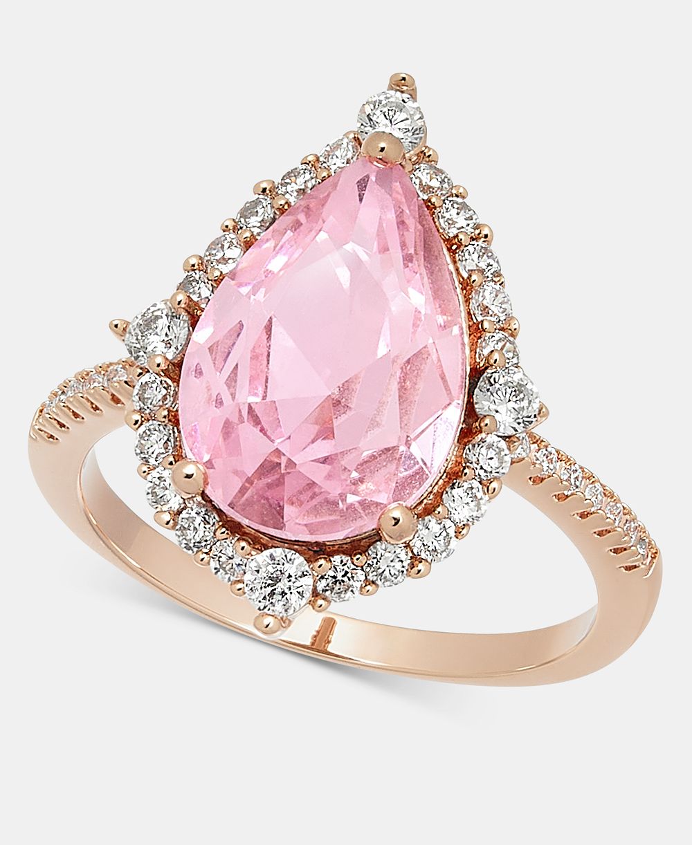 Кольцо Charter Club Pink Crystal Pear Halo