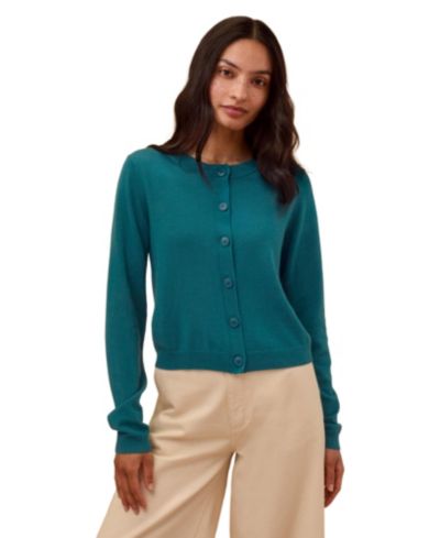 Celtic & Co. Women's Fine Knit Merino Crew Neck Cardigan