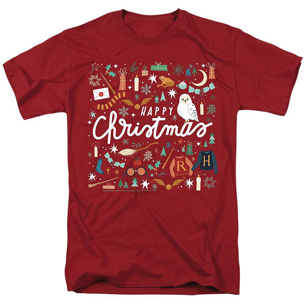 Harry Potter Мужской T-Shirt Happy Christmas, Hedwig, Golden Snitch
