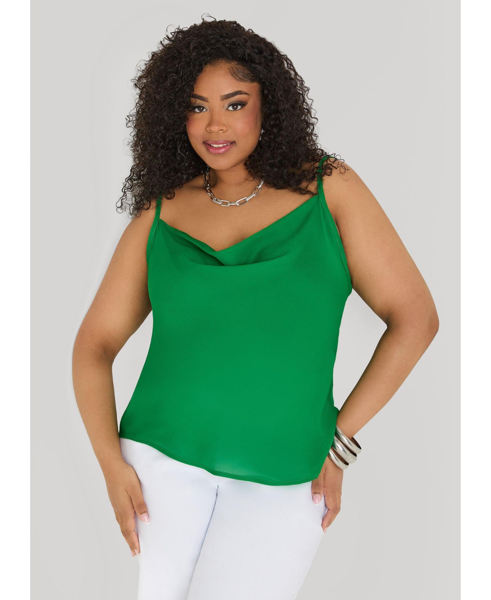 Ashley Stewart Plus Size Cowl Neck Crepe Cami
