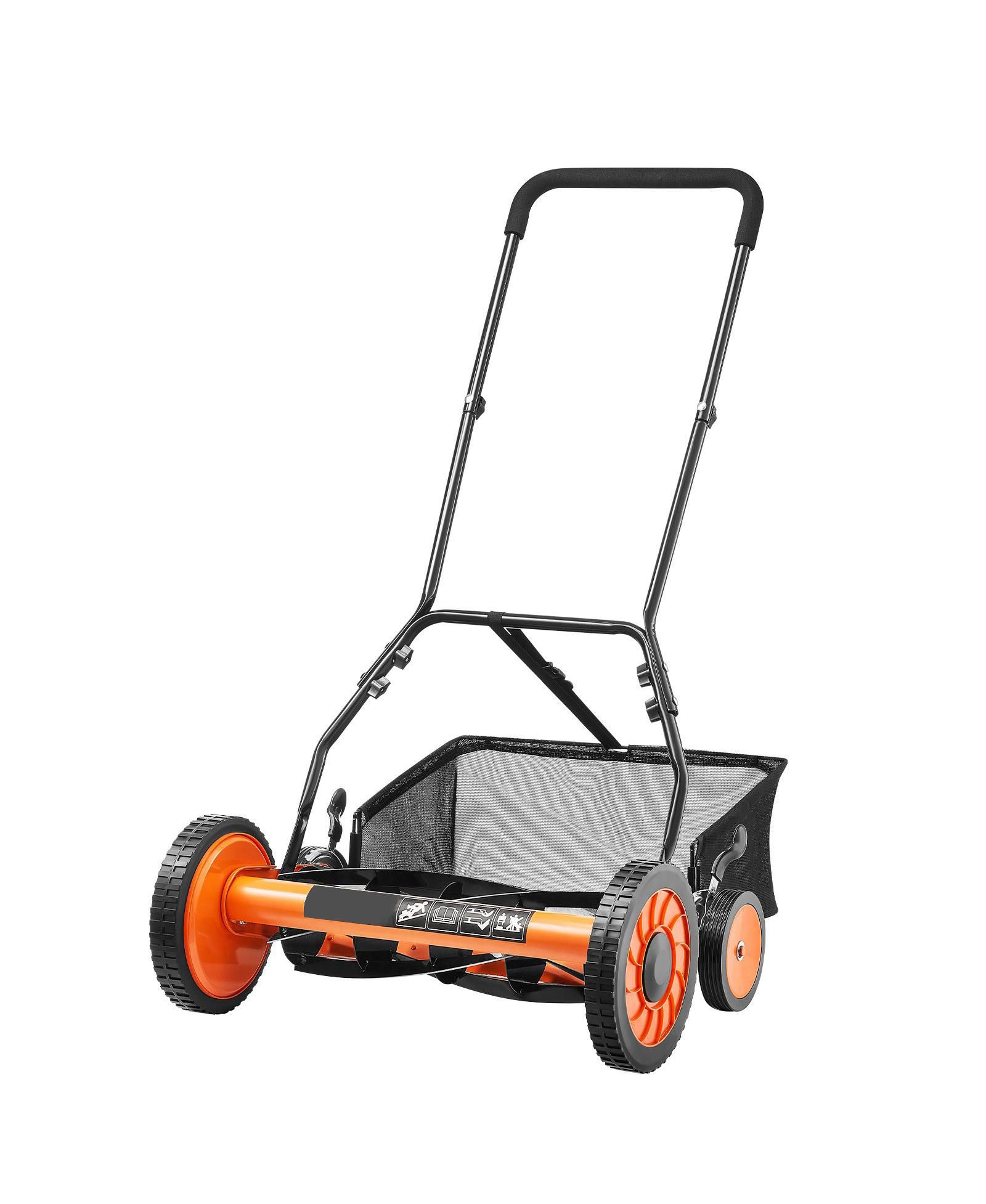 Mecale ручная газонокосилка 18inch, 5-Blade, с регулируемой высотой среза и мешком для травы