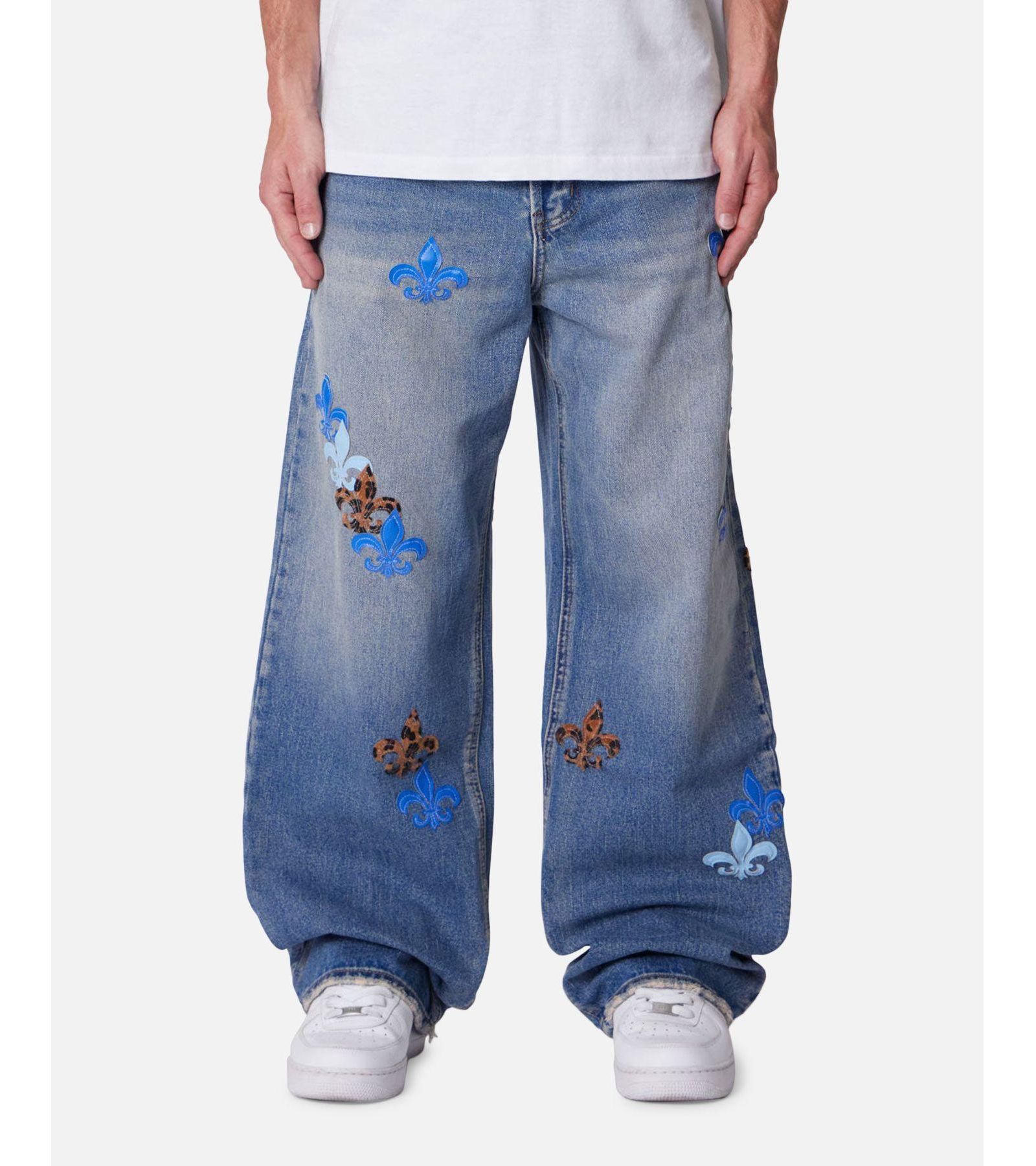mnml Men's Ultra Baggy Fleur Patch Jeans