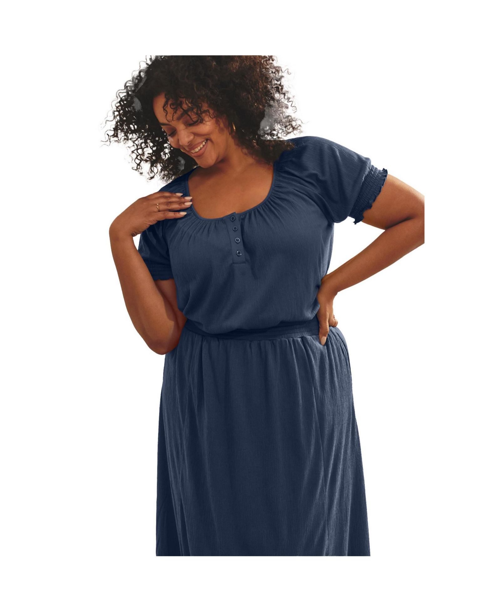 AVENUE Women's Gauze Puffed Sleeve Top