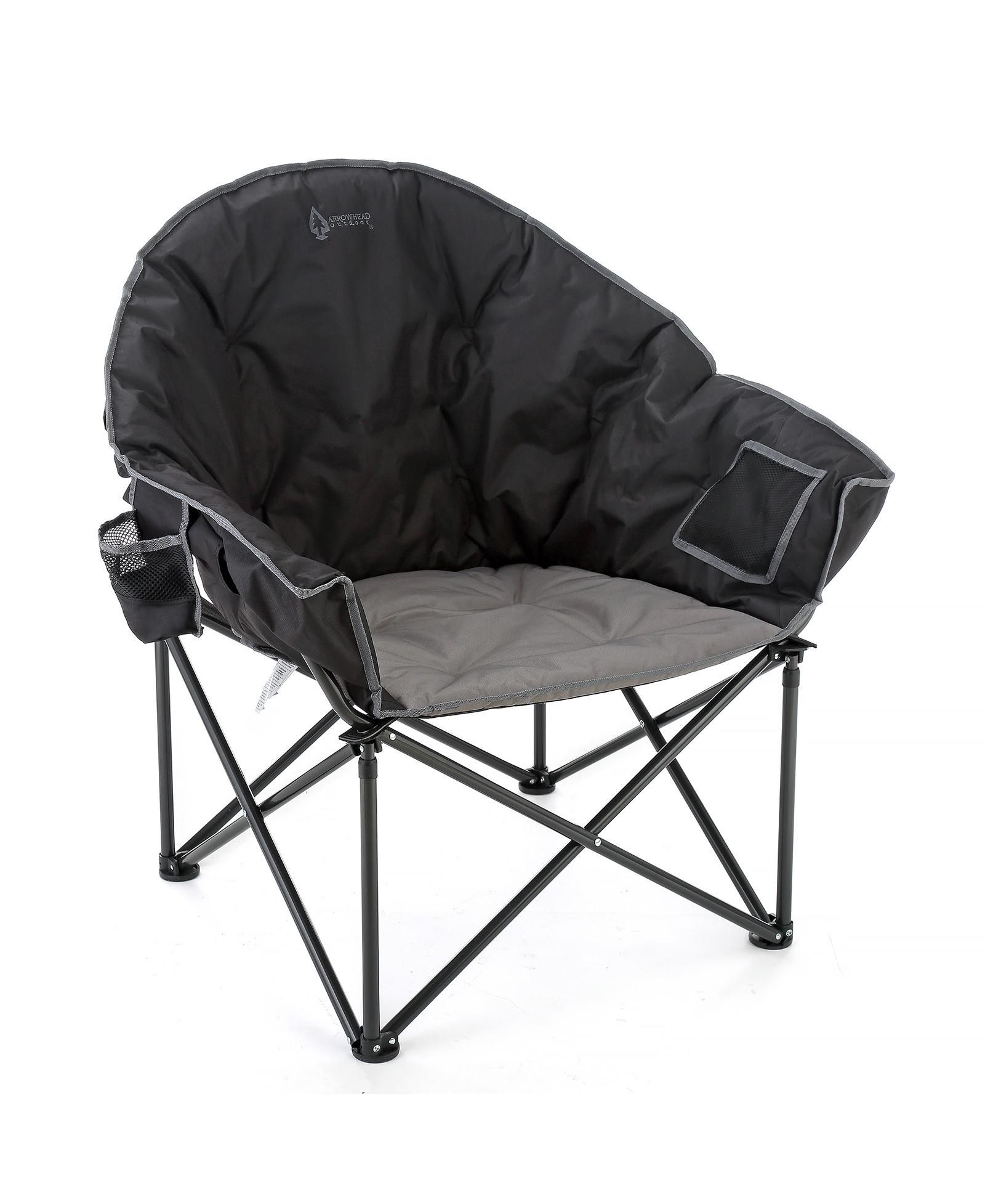 ARROWHEAD OUTDOOR 2-Pack Oversized Heavy-Duty Club Folding Padded Moon Camping Chair with Cup Holder and Carrying Bag, Supports 330 lbs
