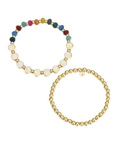 Unwritten White Quartz Bridesmaid Stone and Beaded Stretch Bracelet Set