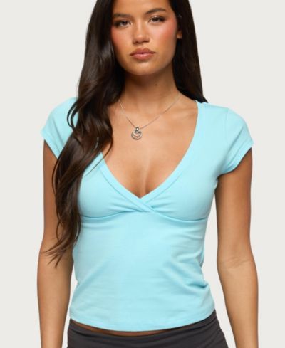 Женская футболка Edikted Penelopy Overlap V Neck