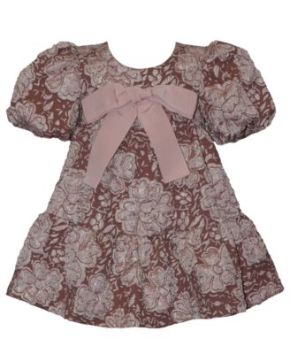 Bonnie Baby Детский комплект из платья с бантом и жаккардовой тканью и трусиков, 2 части