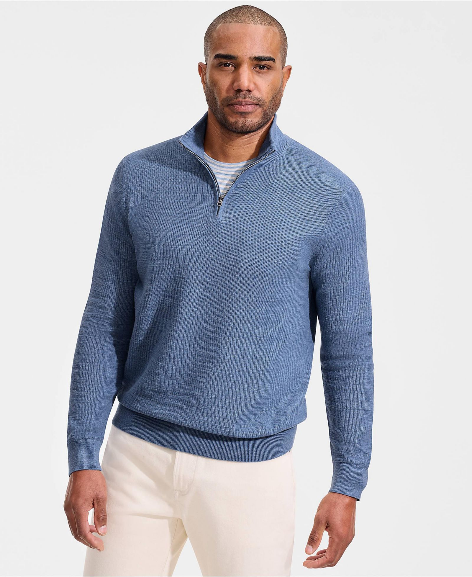 Lands' End Мужская летняя рубашка с длинным рукавом и застежкой на молнию