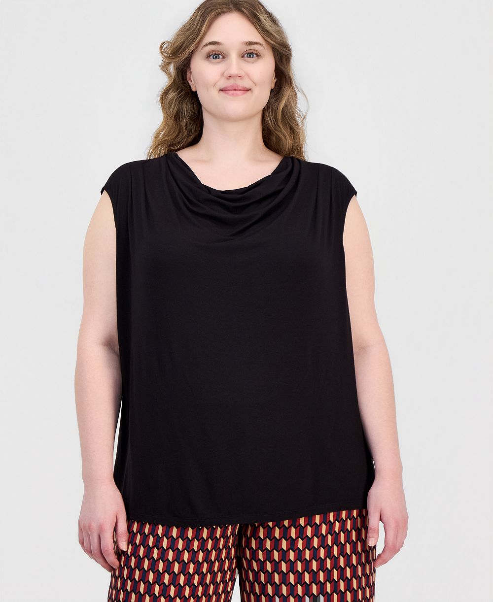 Anne Klein Plus Size Cowl-Neck Sleeveless Top