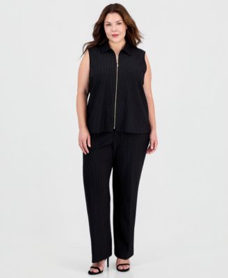 Женские брюки Anne Klein Plus Size Pinstriped Pull-On