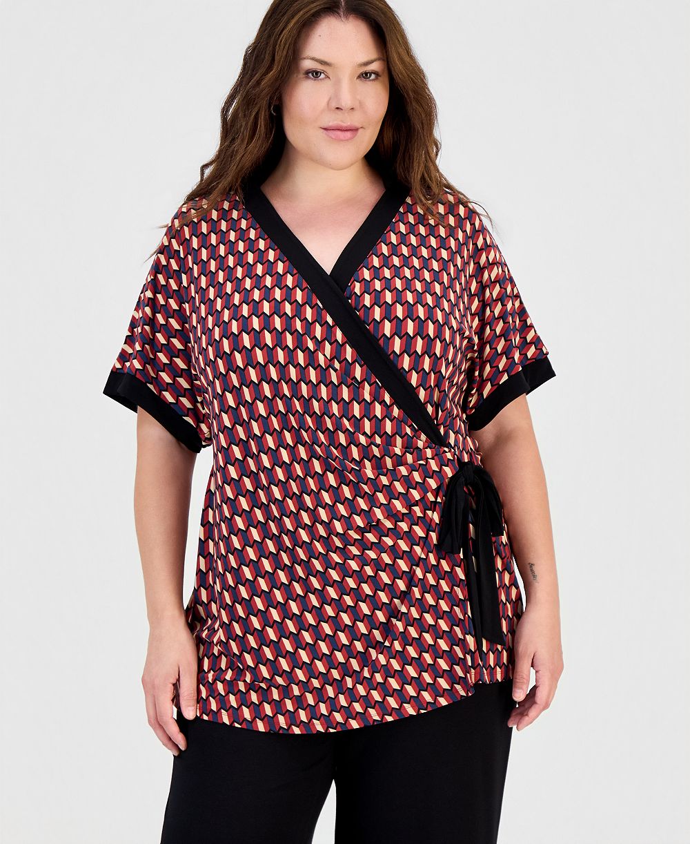 Anne Klein Туника с коротким рукавом с принтом Plus Size