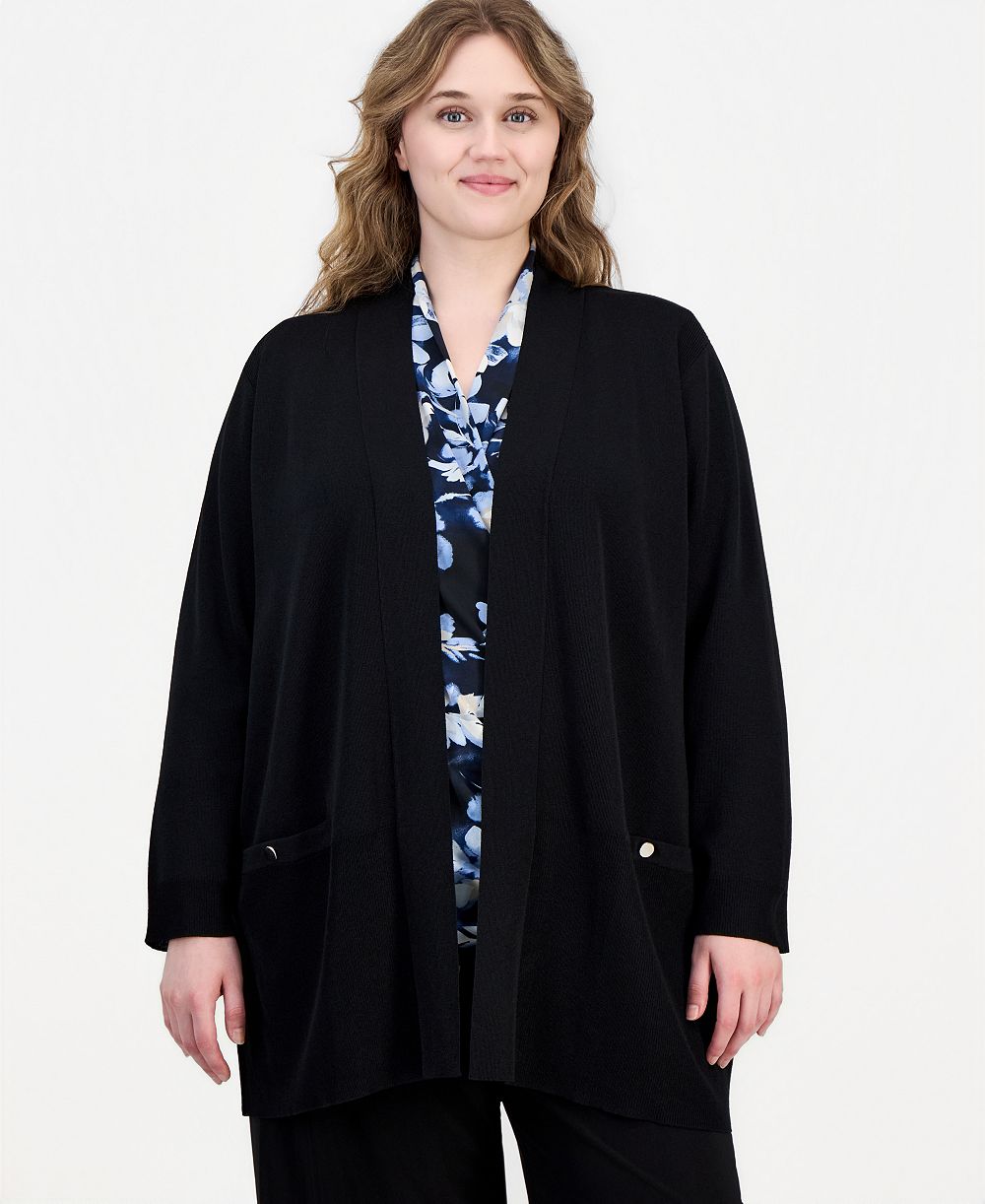 Кардиган Anne Klein Plus Size без воротника с открытым передом