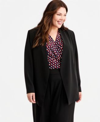 Anne Klein Plus Size Collarless Open-Front Jacket