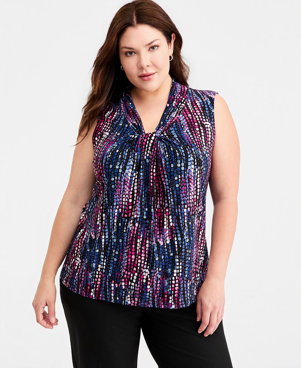 Kasper Plus Size Printed Sleeveless Top
