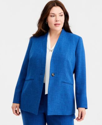 Женский блейзер Kasper Plus Size без воротника на одной пуговице
