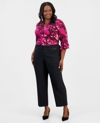 Брюки Kasper Plus Size High-Rise Slim-Leg