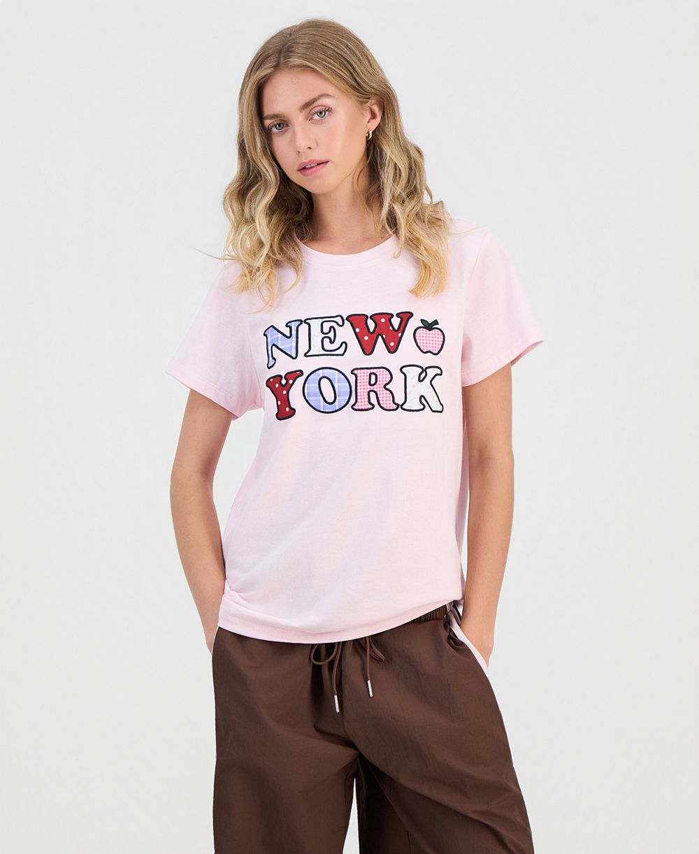 Freeze 24-7 Juniors' Appliqué New York Graphic T-Shirt
