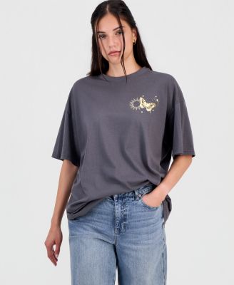 Rebellious One Juniors' Cotton Butterfly Graphic T-Shirt