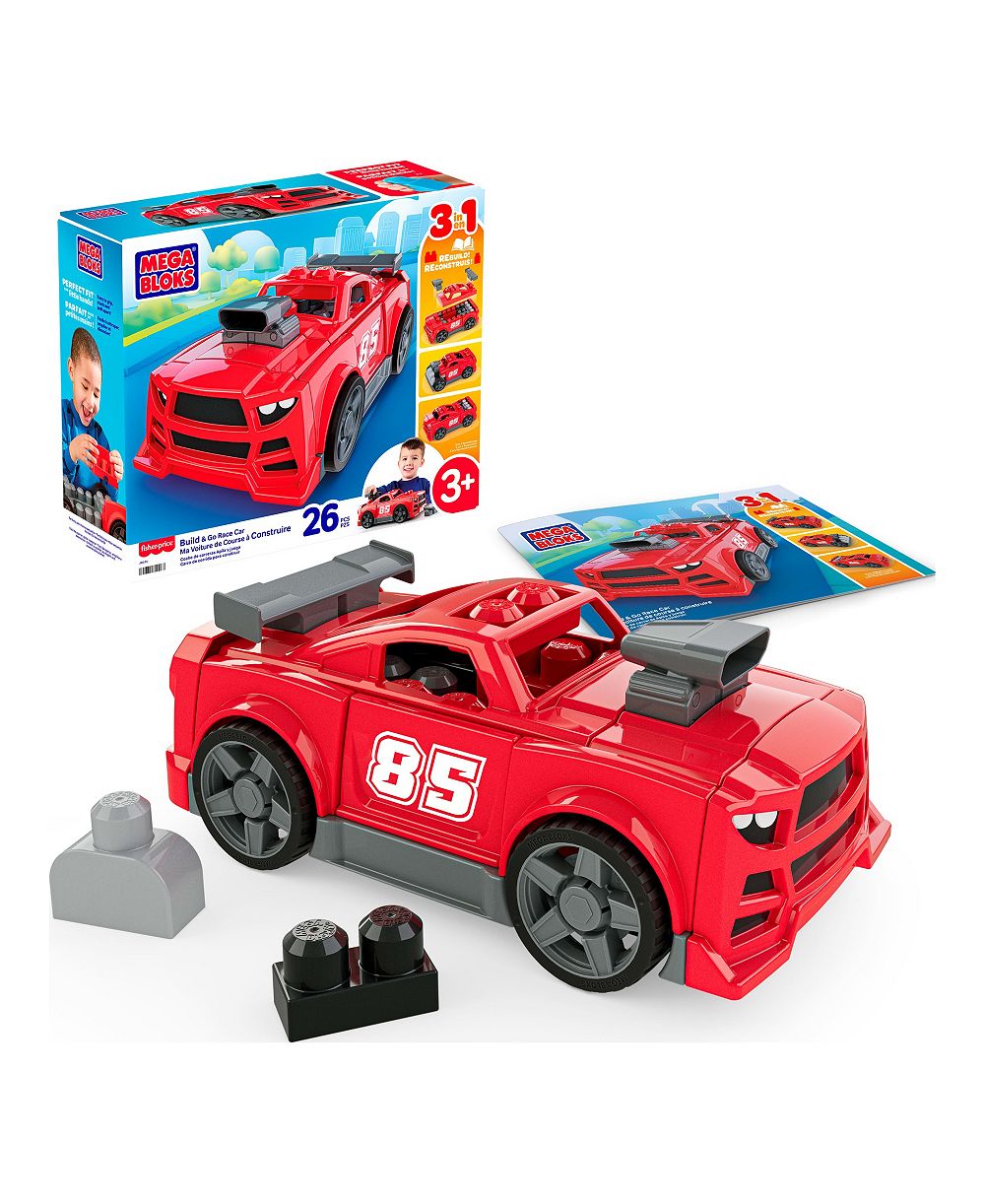 Конструктор Mega Bloks Build & Go Race Car 3-в-1 с вращающимися колесами, набор из 26 деталей