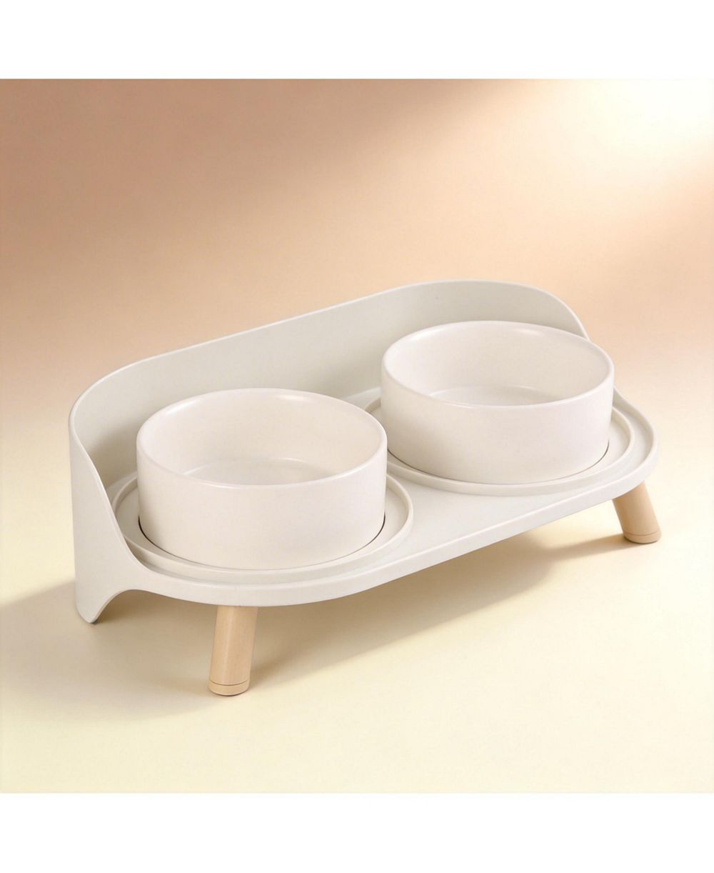 ARONKL Elevated Ceramic Dog Bowl Set with Stand Splash Proof Raised Dishes for Food Water Ideal Small Medium Dogs