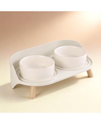 ARONKL Elevated Ceramic Dog Bowl Set with Stand Splash Proof Raised Dishes for Food Water Ideal Small Medium Dogs