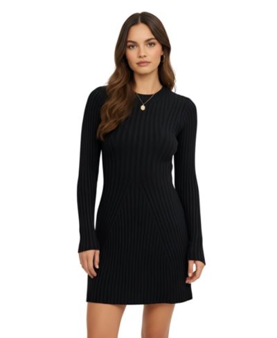Платье Modenaire Women's трикотажное с ребристой вязкой и расклешенным низом
