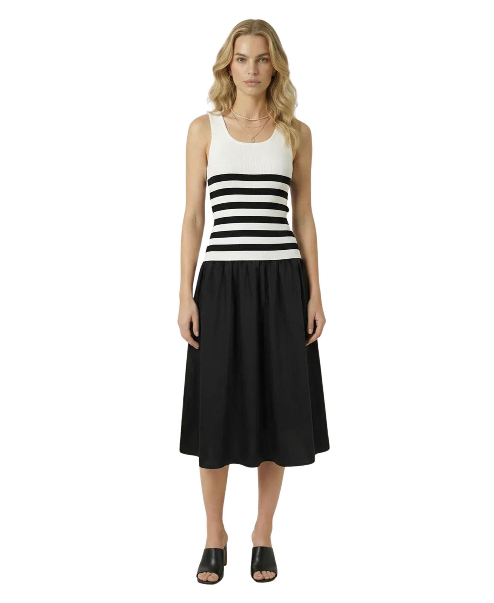 Женское платье миди Modenaire Striped Knit Contrast Skirt