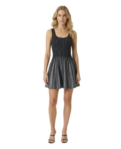 Modenaire Women's Sleeveless Rib-Knit Flared Mini Dress
