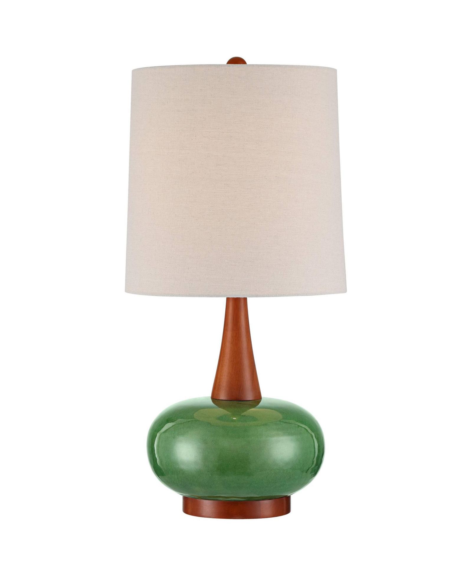 360 Lighting Andi 25" High Mid Century Modern 3-Way Table Lamp Ceramic Wood Single Shade Living Room Bedroom